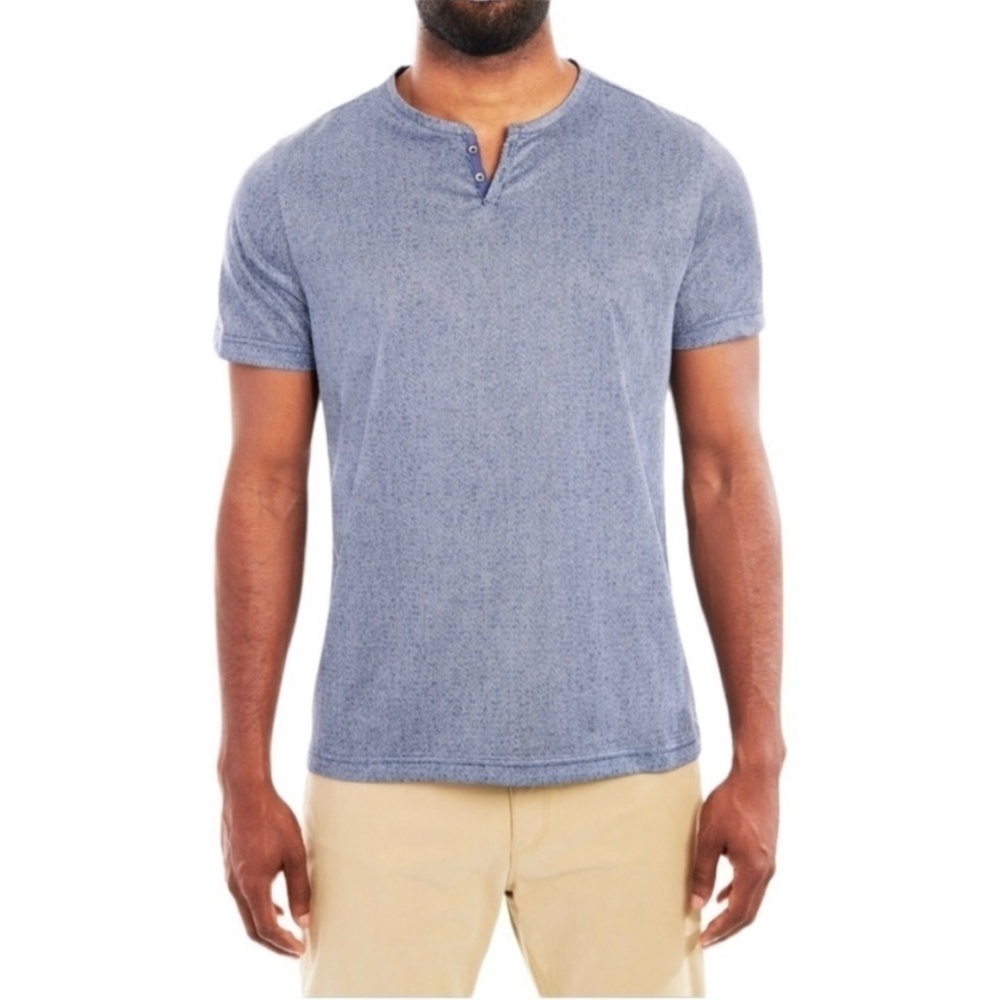 Con.Struct Short Sleeve Blue Henley Shirt Size L
